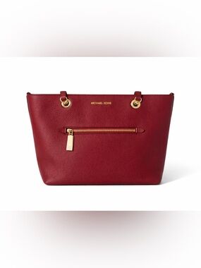 Michael Kors Red Pebbled Leather Crossbody Tote with Gold Hardware